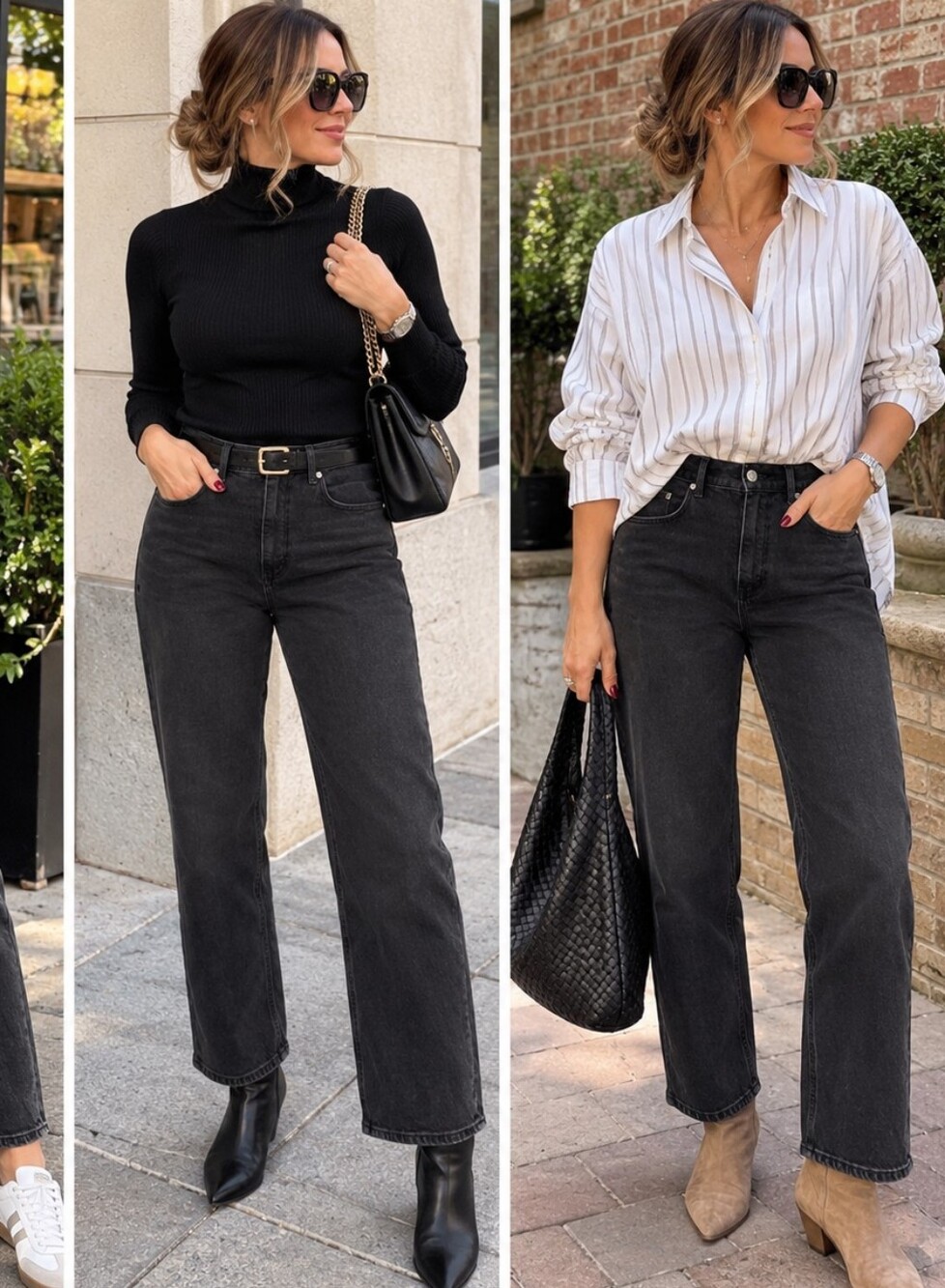 LOFT High Waist The 90'Straight Jeans in Washed Black